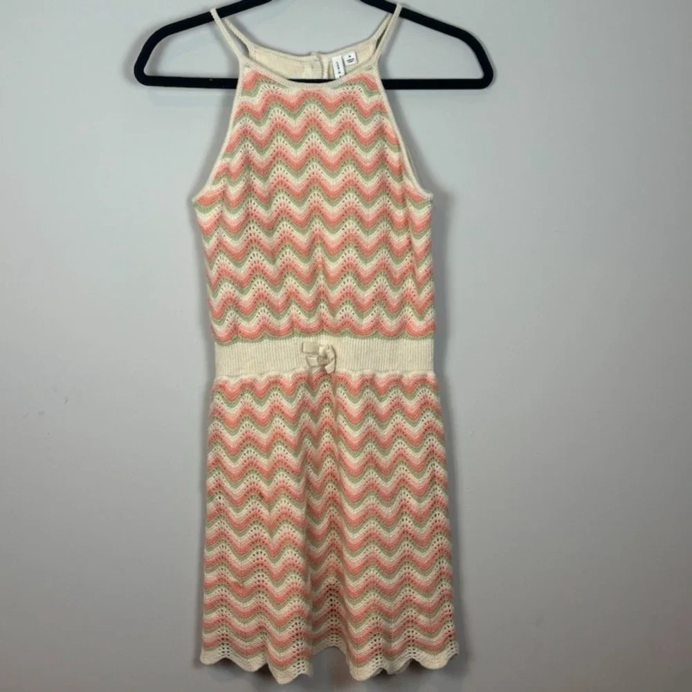 Janie & Jack Girls Orange Striped‎ Crochet Lined Dress Size 16 Spring Colorful